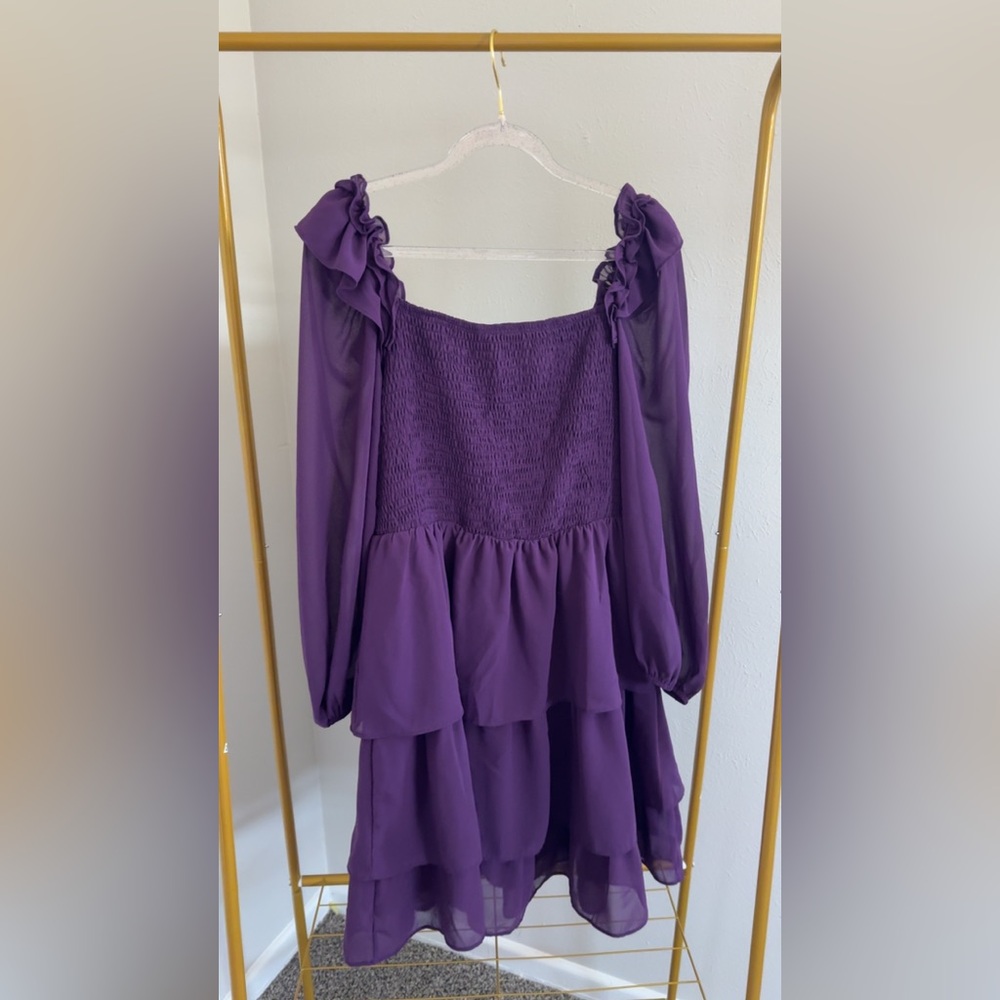 Elegant Purple Ruffled Dress